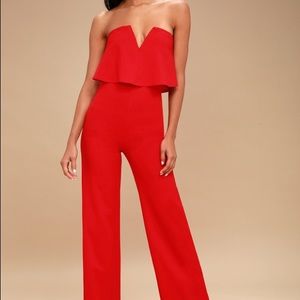 Love Red Strapless Jumpsuit